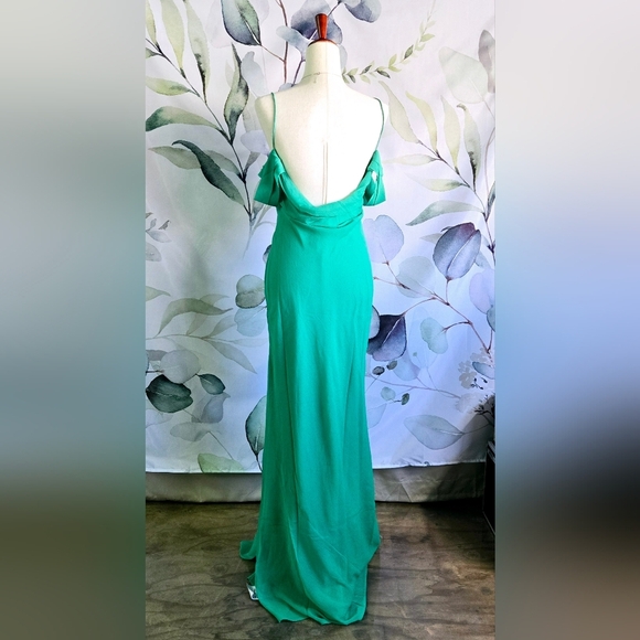 ASOS | Cami Cowl Cold Shoulder Prom Dress in Green sz 6 - Picture 2 of 9